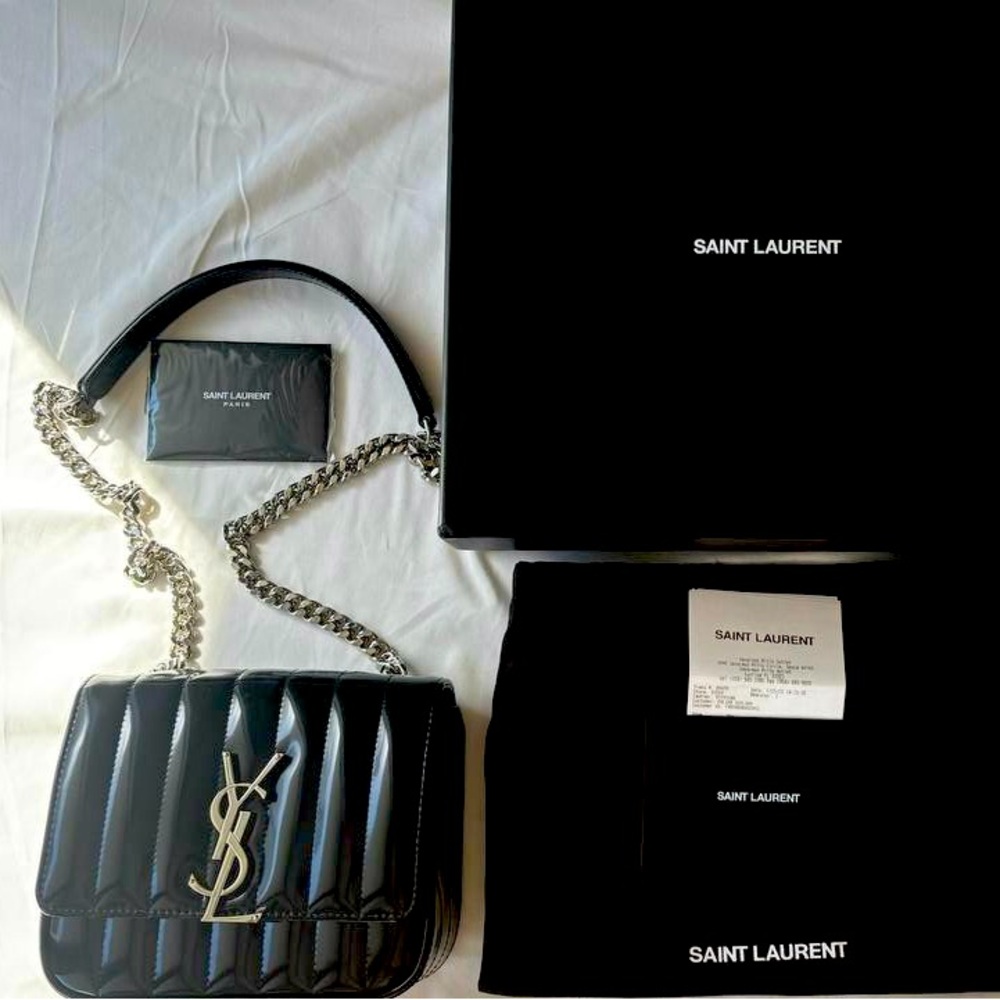 Saint Laurent Vicky Black Patent Leather Bag